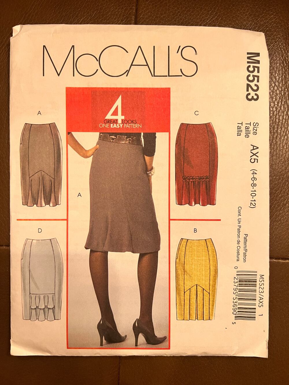 McCalls M5523 Womens Skirt Pattern Size 4-12 Pleated Ruffle Pencil Uncut
